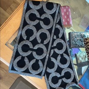 Coach black & silver mention wool blend scarf